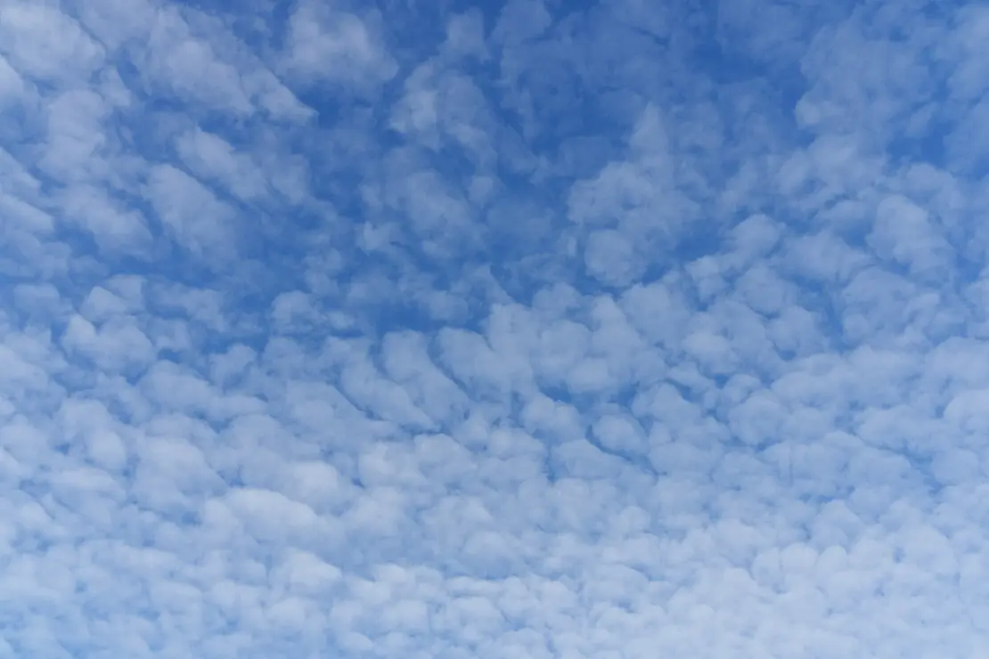 Cirrocumulus, Schäfchenwolken am blauen Himmel.