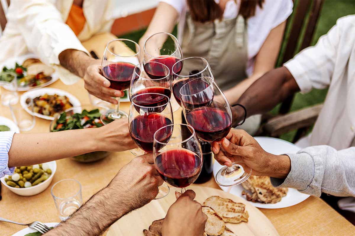 Gaeste stoßen auf Gartenparty mit Wein an [Foto: AdobeStock_Xavier Lorenzo]