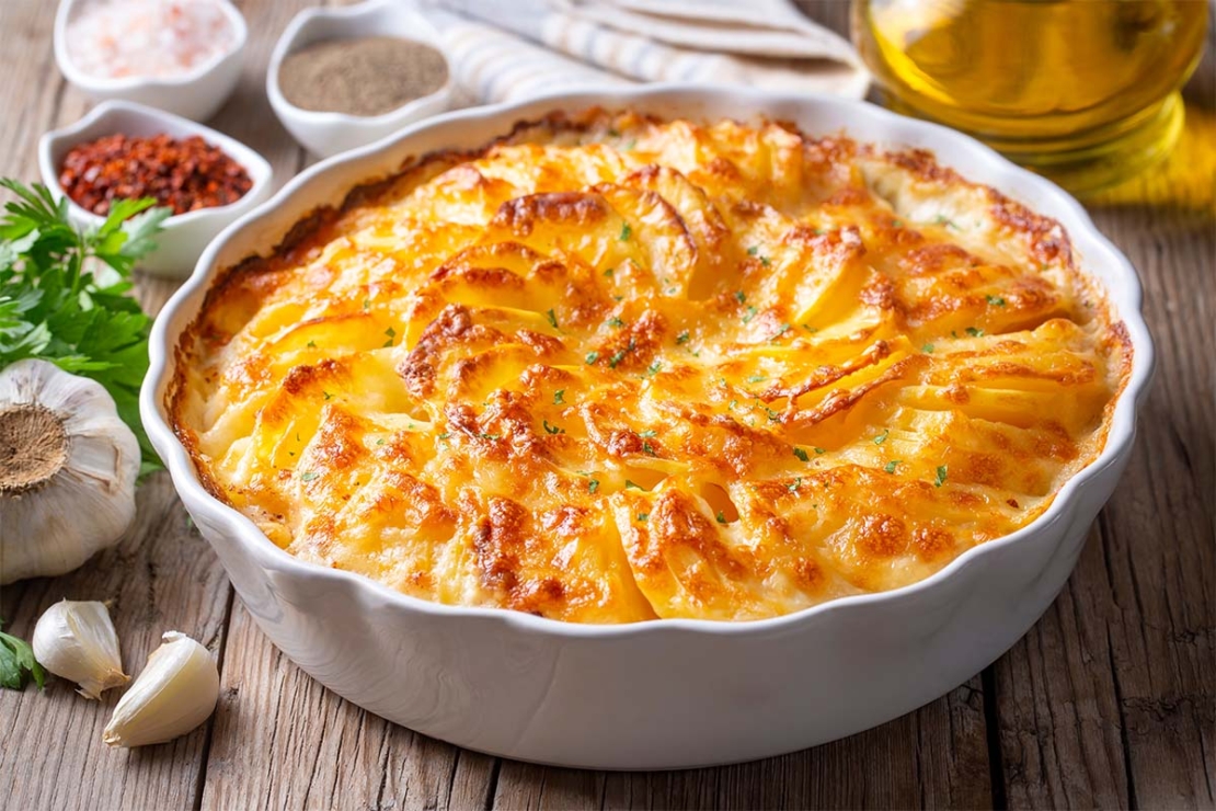 Kartoffelgratin-Rezept mit goldbrauner Käsekruste [Foto: AdobeStock_Esin Deniz]