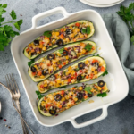 Gefüllte Zucchini in Auflaufform
