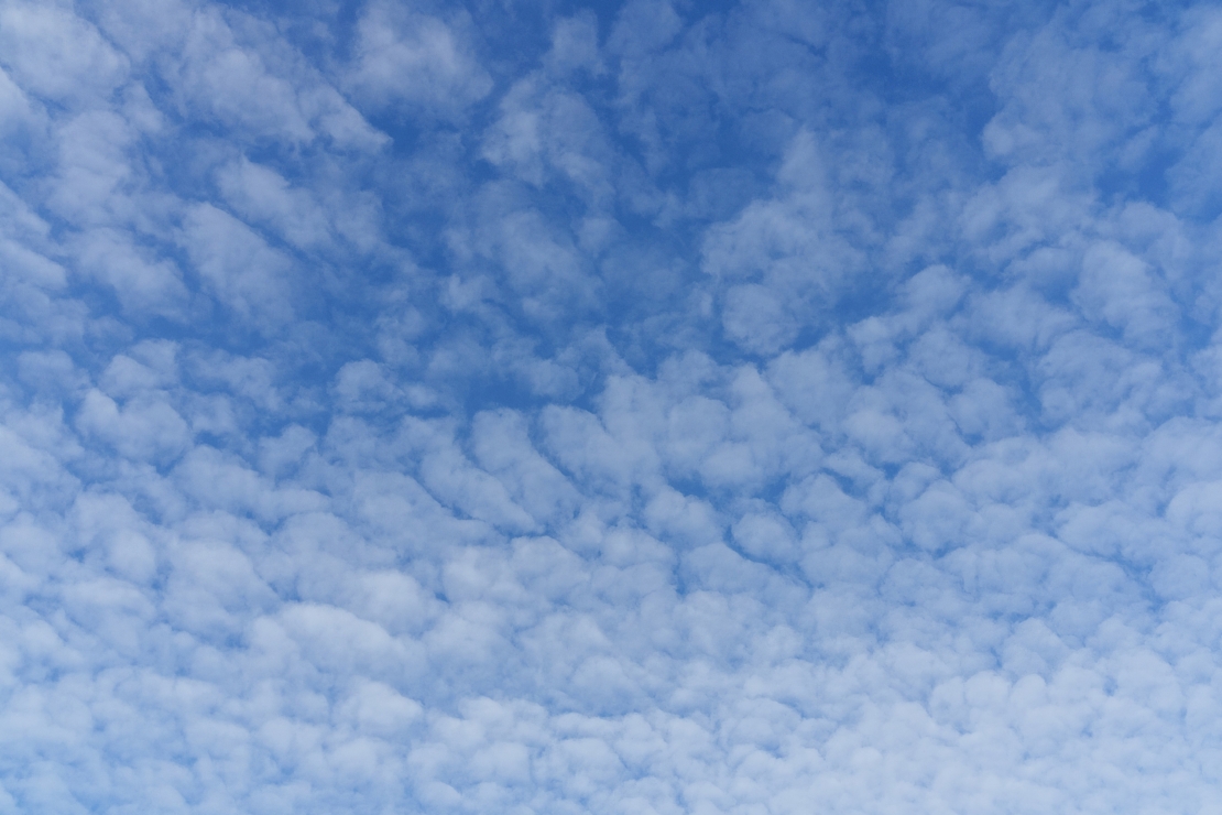 Cirrocumulus, Schäfchenwolken am blauen Himmel.